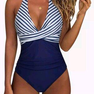 Women Sexy Tummy Control One Piece Swimsuit Halter Push-up Bathing Suit